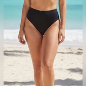 Revolve BeachRiot black highwaisted bikini bottom,stretched,ribbed fabric,USA XS